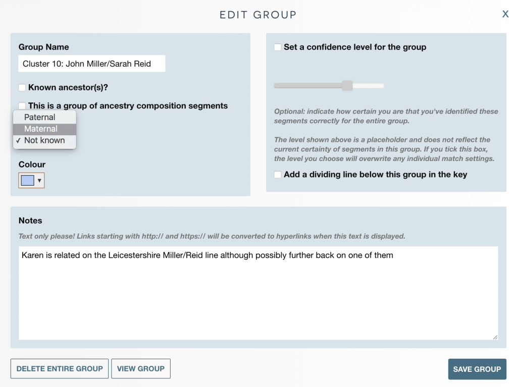 The edit group form