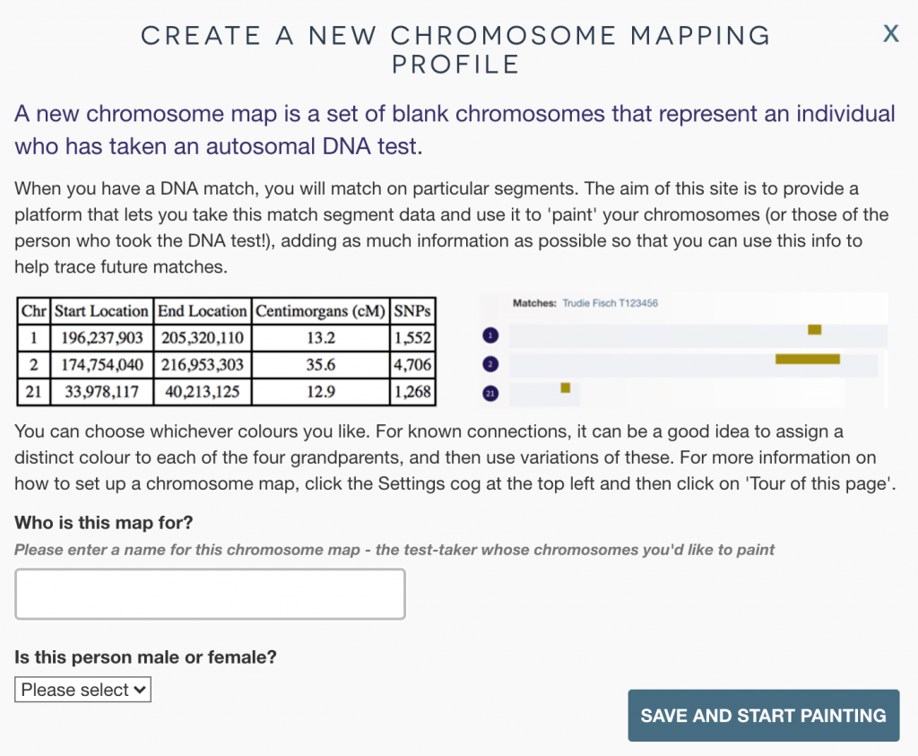 New chromosome map naming overlay form