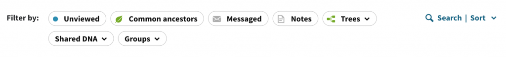 AncestryDNA's filters can be combined with sort options to powerful effect