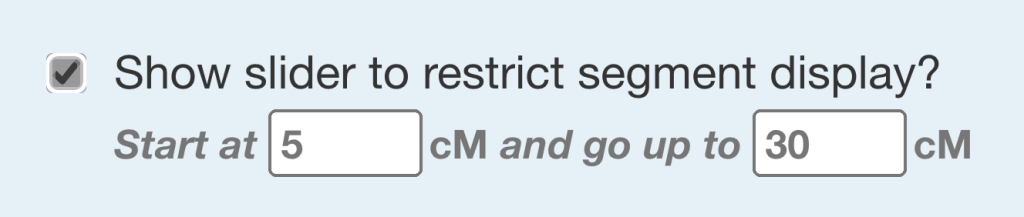 The cM slider options for lower and upper bounds