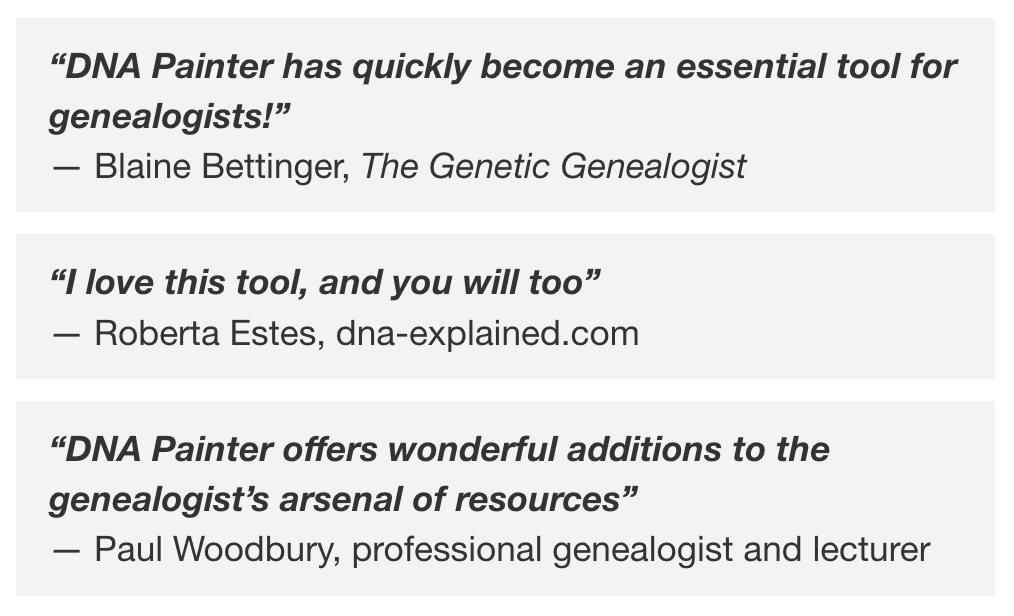 Testimonials on the DNA Paintern subscription page
