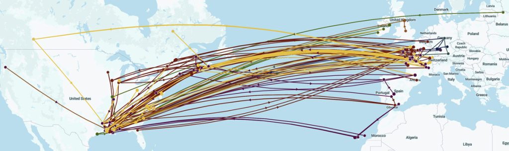 Leah's ancestral birthplaces with all generations shown