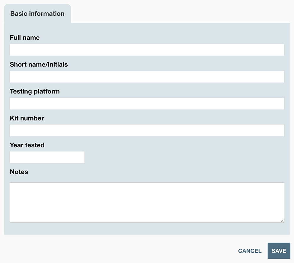 The Add tester form